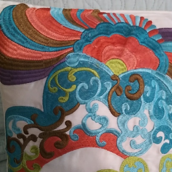 Bed, Bath and Beyond feather and down embroidered throw pillow, VGUC - Picture 2 of 6